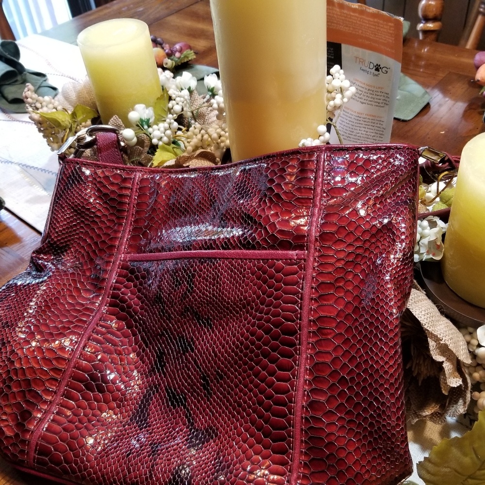 Brighton Purse. Beautiful burgundy reptile purse,